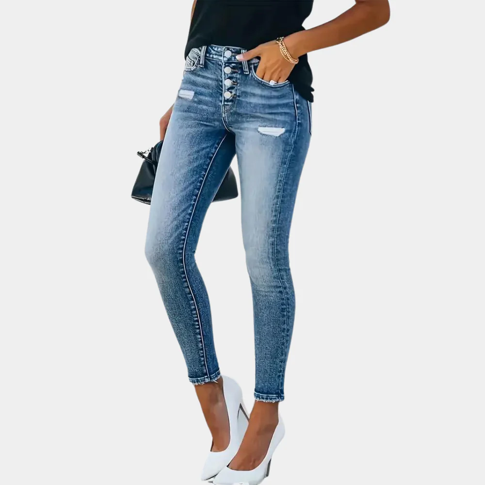 ModeGeist | Stretch Damenjeans mit Hohem Bund
