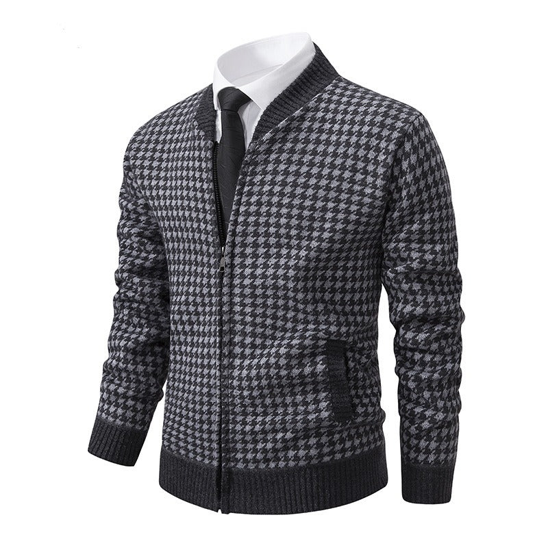 ModeGeist | Herrenstrickjacke mit Hahnentrittmuster - Søren
