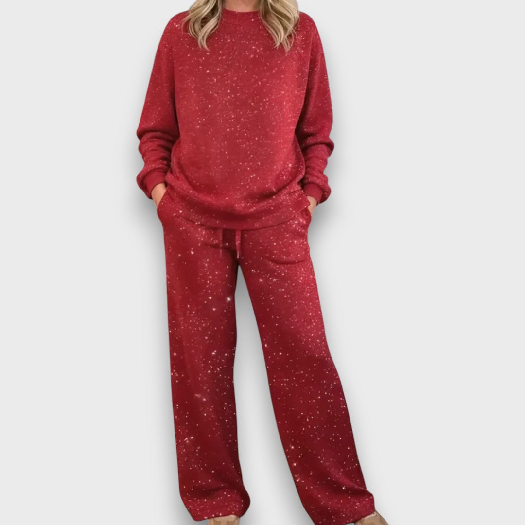 MODEGEIST Damen Lounge-Set Zweiteilig Weicher Stoff Entspannte Passform