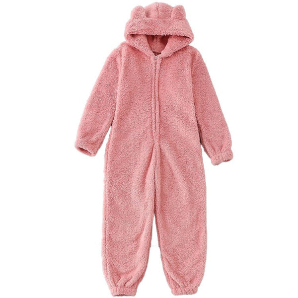 ModeGeist | Damen Teddy Fleece Overall mit Kapuze