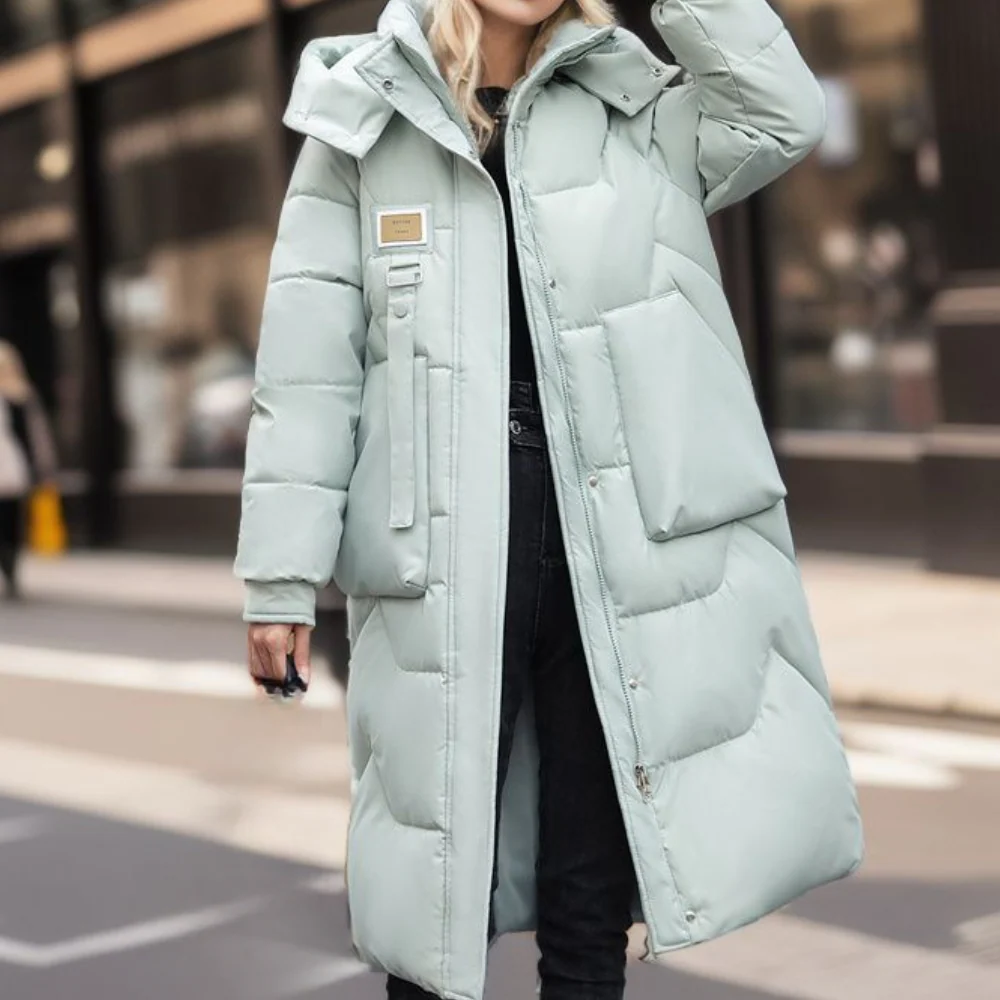 ModeGeist | Steppjacke - Oversized Passform - Lange Länge - Mit Kapuze - Warme Isolierung