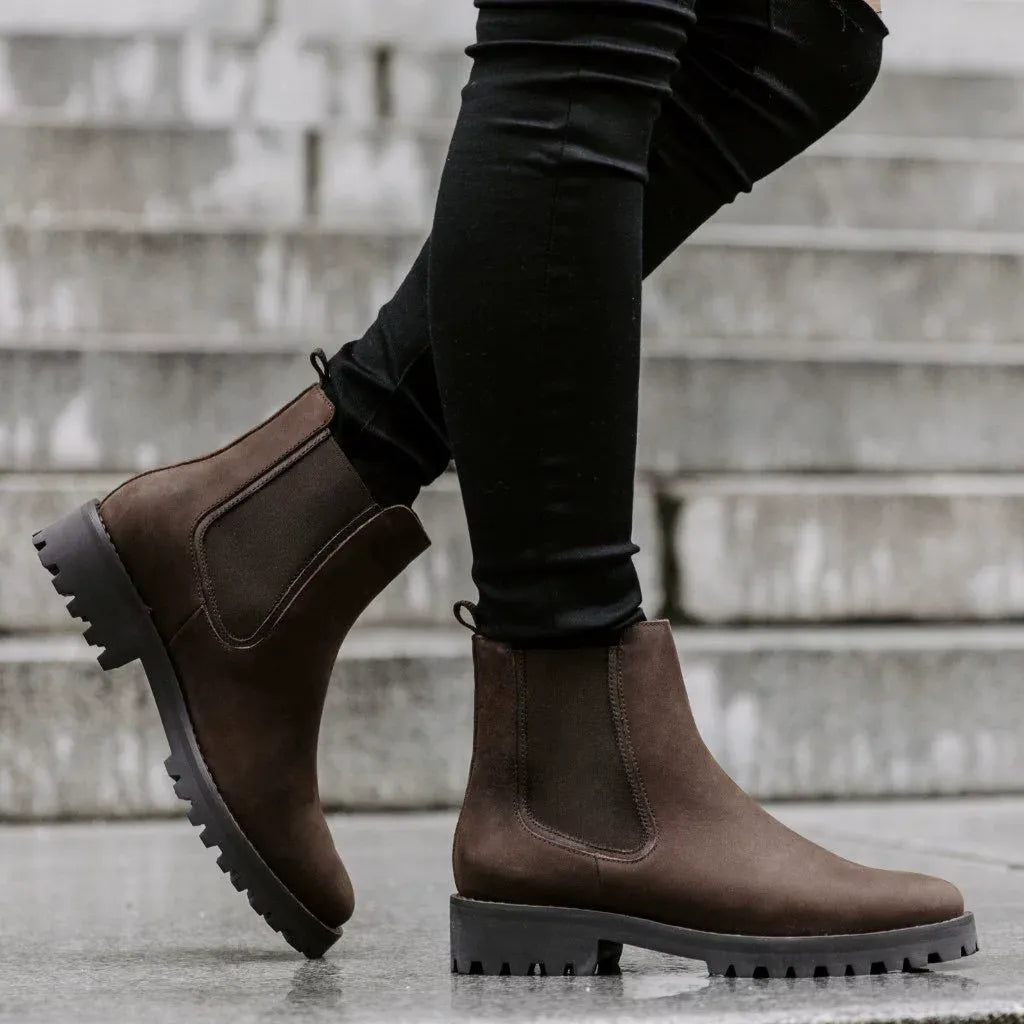 MODEGEIST Damen Ankle-Boots Chunky-Sohle Vielseitiger Style