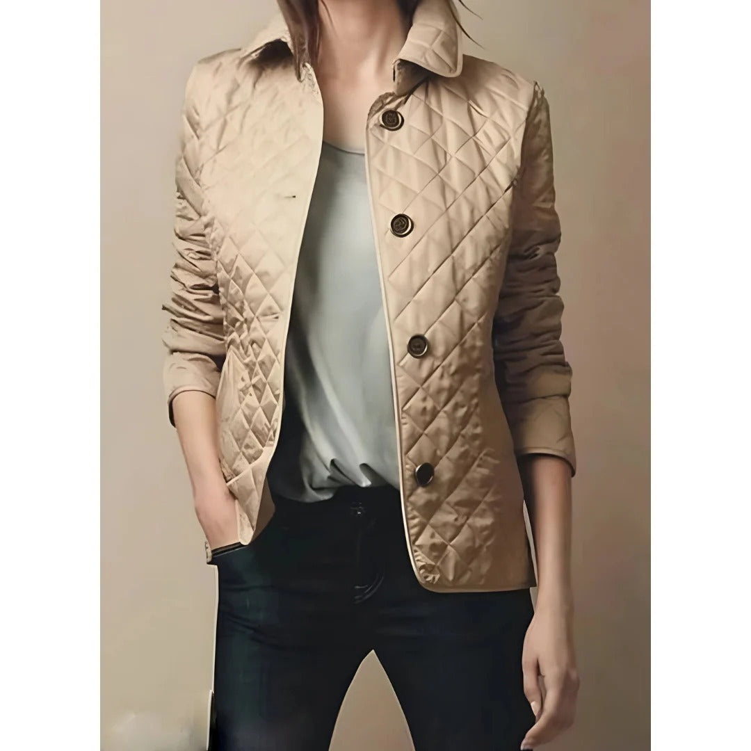 ModeGeist | Steppjacke – Taillierte Passform – Diamantmuster – Hüftlänge – Knopfverschluss