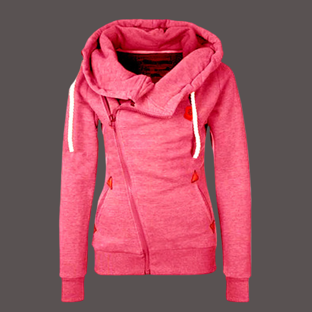 ModeGeist | Kapuzenpullover Jacke Asymmetrischer Reißverschluss