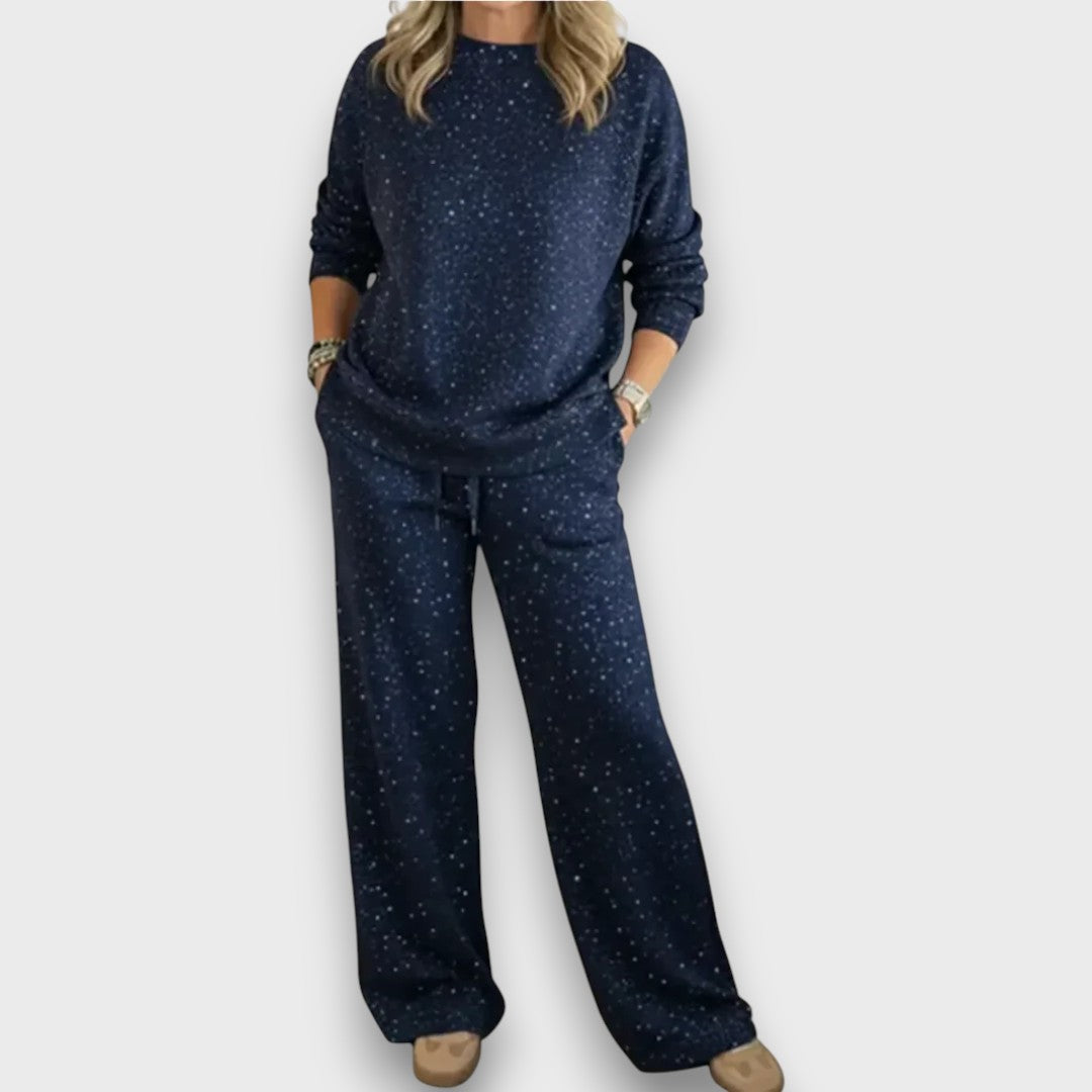 MODEGEIST Damen Lounge-Set Zweiteilig Weicher Stoff Entspannte Passform