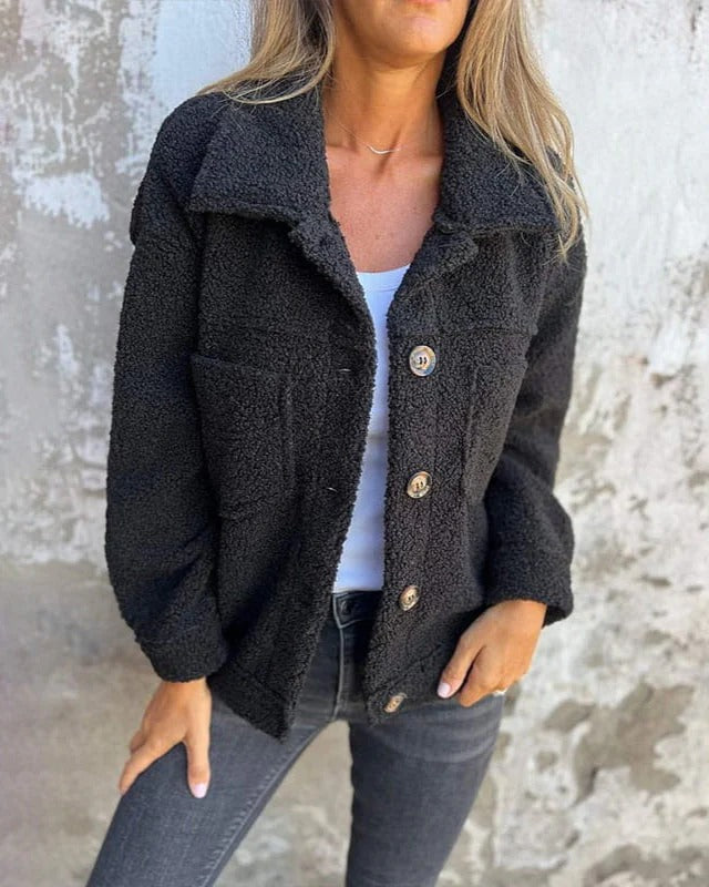 ModeGeist | Sherpa Button up Jacke Lässige Warme Außenbekleidung
