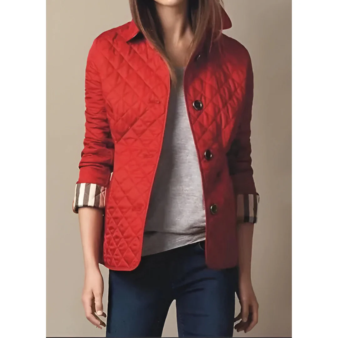 ModeGeist | Steppjacke – Taillierte Passform – Diamantmuster – Hüftlänge – Knopfverschluss