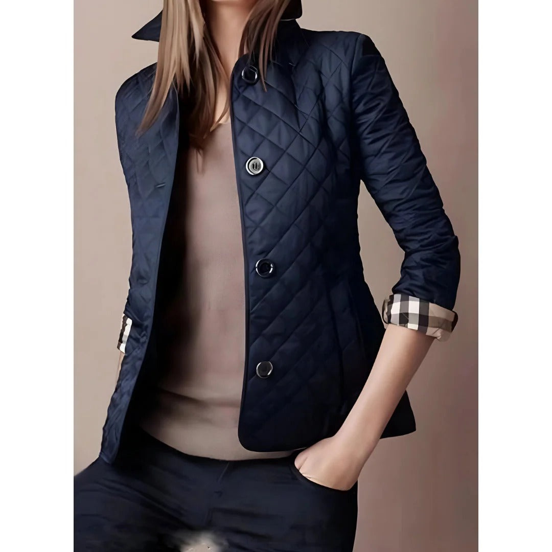 ModeGeist | Steppjacke – Taillierte Passform – Diamantmuster – Hüftlänge – Knopfverschluss