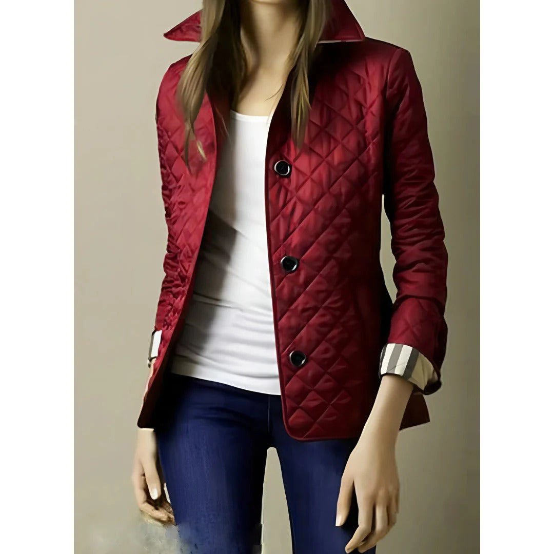 ModeGeist | Steppjacke – Taillierte Passform – Diamantmuster – Hüftlänge – Knopfverschluss