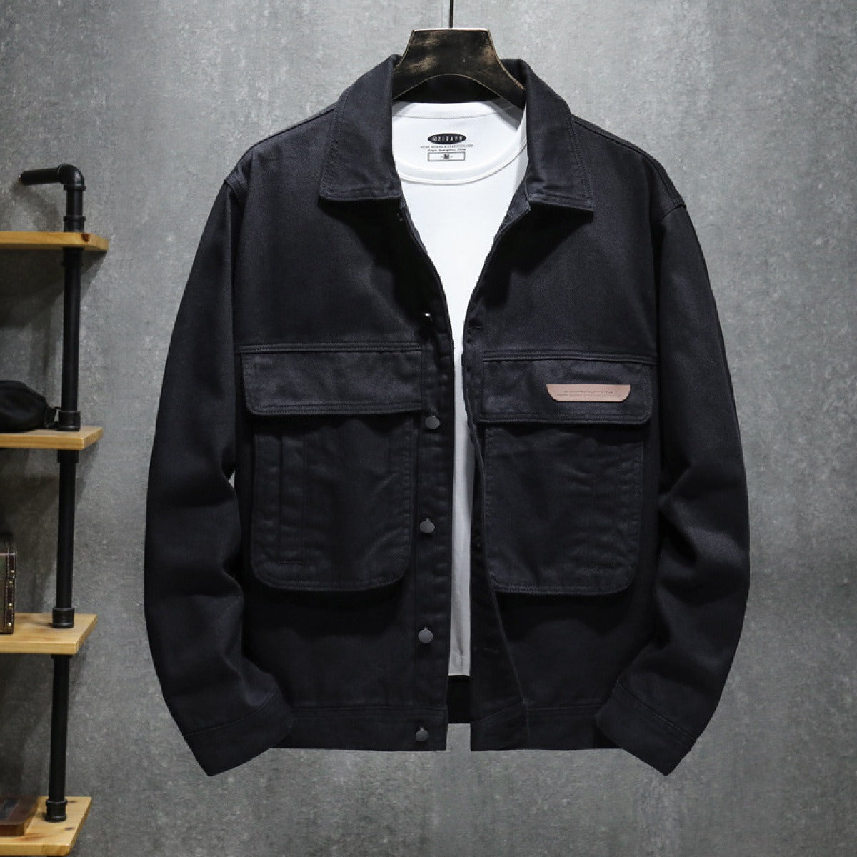 ModeGeist | Schwarze Utility-Herrenjacke mit großen Taschen