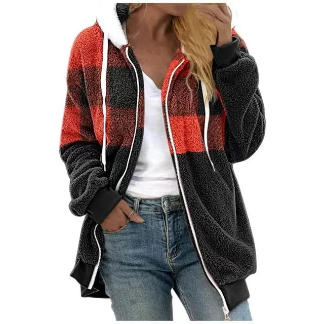 ModeGeist | Kapuzen Sweatshirtjacke Plüsch Fleece