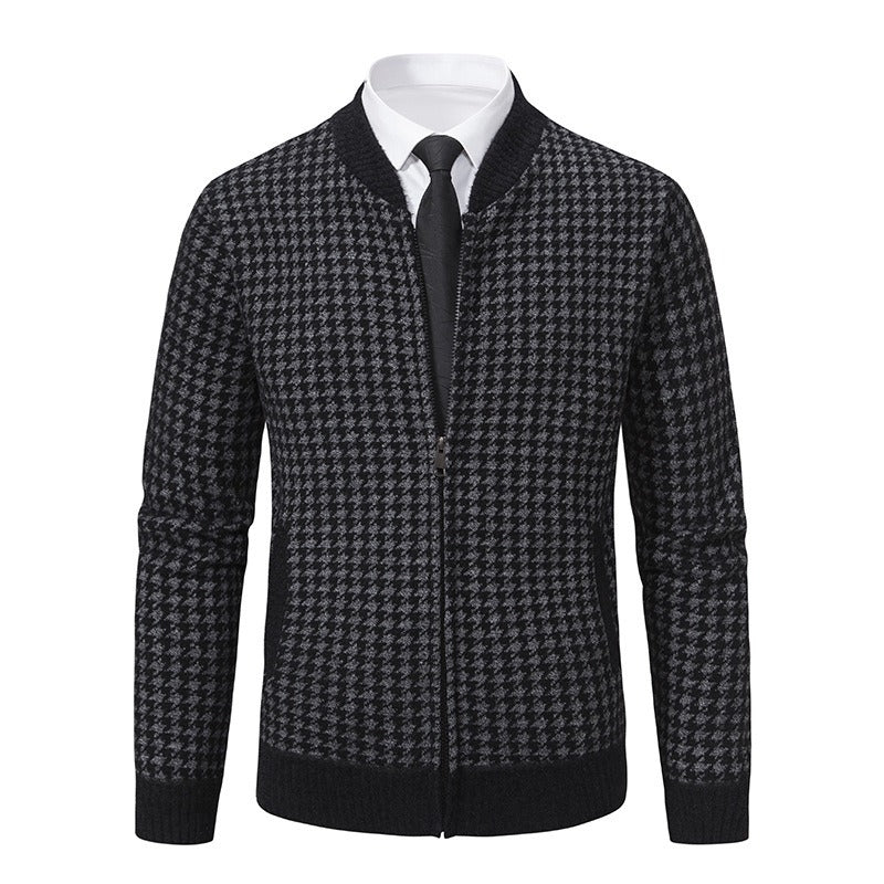 ModeGeist | Herrenstrickjacke mit Hahnentrittmuster - Søren