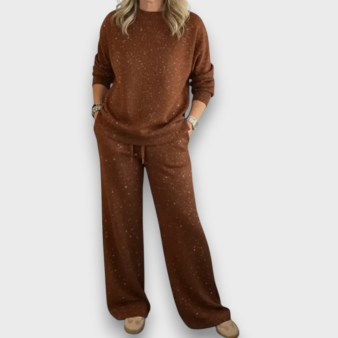 MODEGEIST Damen Lounge-Set Zweiteilig Weicher Stoff Entspannte Passform