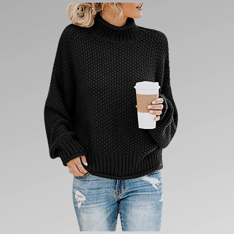 ModeGeist | Weicher Damen Rollkragenpullover mit Strickstruktur
