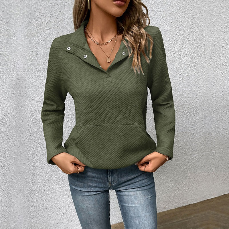 ModeGeist | Sweatshirt Stehkragen mit Druckknöpfen