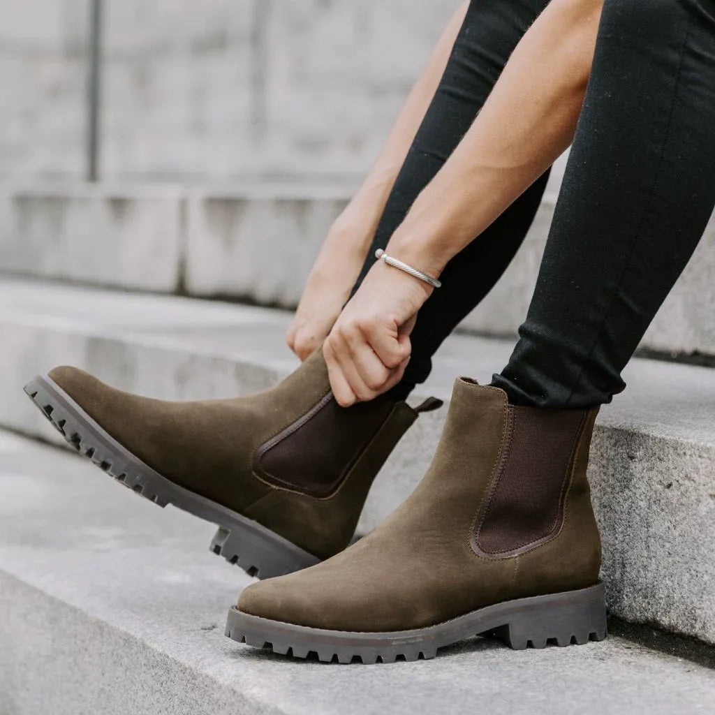 MODEGEIST Damen Ankle-Boots Chunky-Sohle Vielseitiger Style