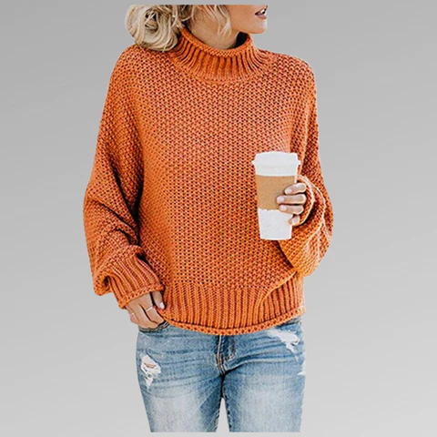 ModeGeist | Weicher Damen Rollkragenpullover mit Strickstruktur