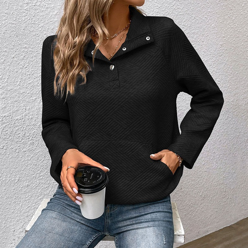 ModeGeist | Sweatshirt Stehkragen mit Druckknöpfen