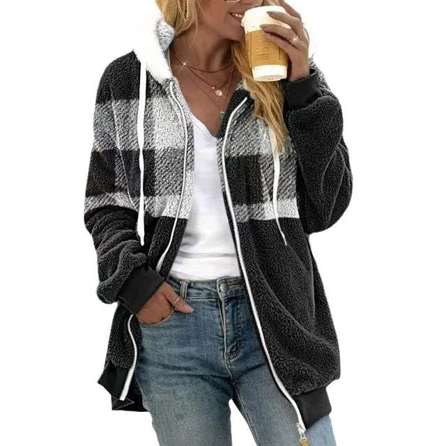 ModeGeist | Kapuzen Sweatshirtjacke Plüsch Fleece