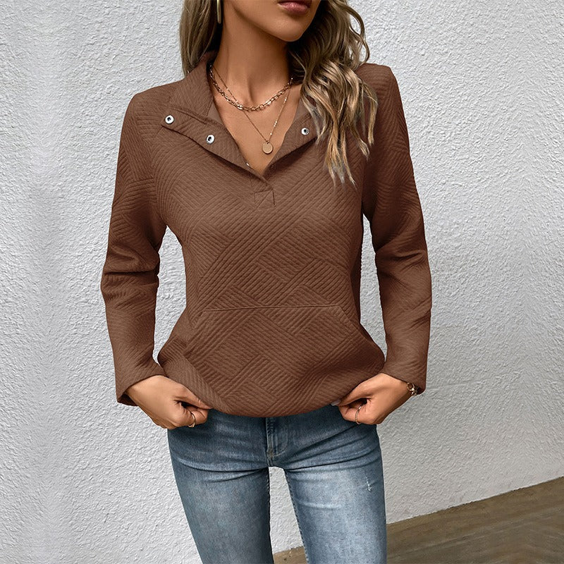 ModeGeist | Sweatshirt Stehkragen mit Druckknöpfen