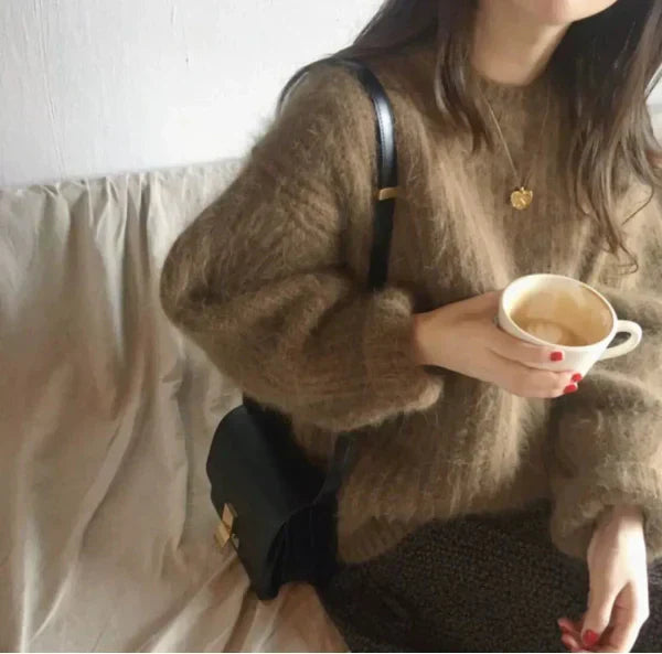 ModeGeist | Pullover Pullover Mohair Mischung Übergröße Fit Gerippter Strick Rundhals