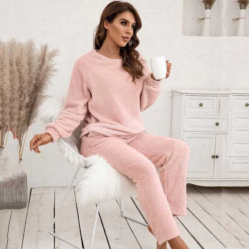 ModeGeist | Teddy Damen Loungewear Satz mit Langen Ärmeln