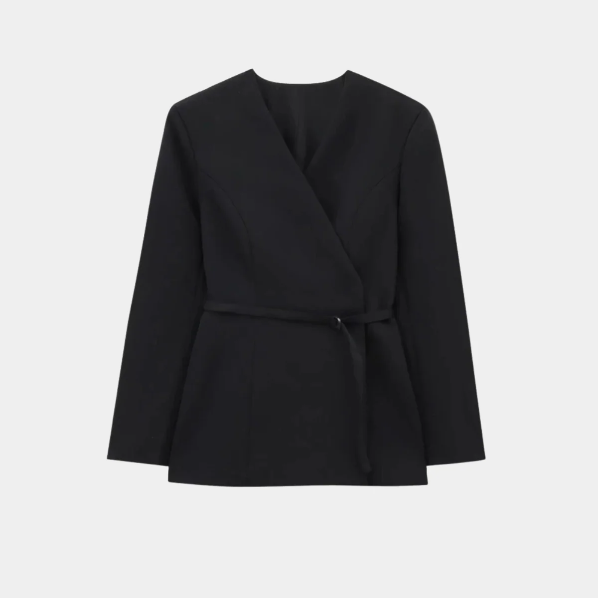 ModeGeist | Wickel Blazer Jacke Langarm Taillierte Passform mit Gürtel