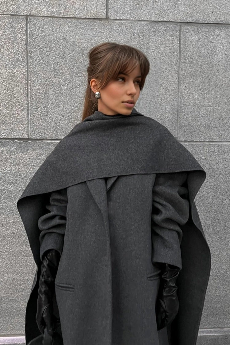ModeGeist | Lange Cape Mantel Eleganter Hoher Kragen Übermantel