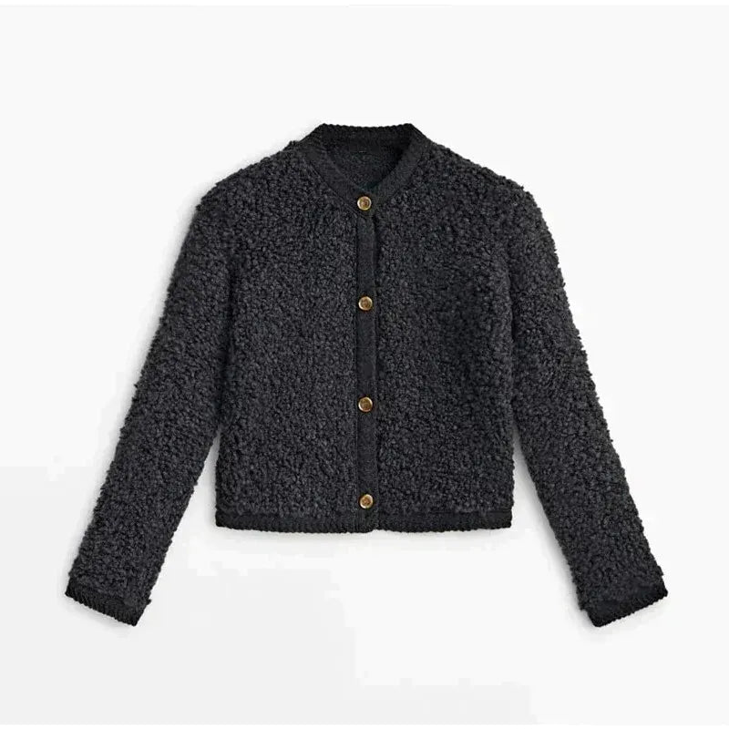 ModeGeist | Teddy Coat - Lockere Passform - Weicher Fleece-Stoff - Knopfverschluss - Rundhals