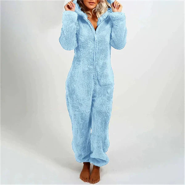 ModeGeist | Damen Teddy Fleece Overall mit Kapuze