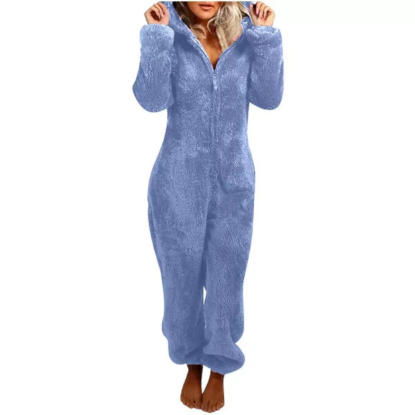 ModeGeist | Damen Teddy Fleece Overall mit Kapuze