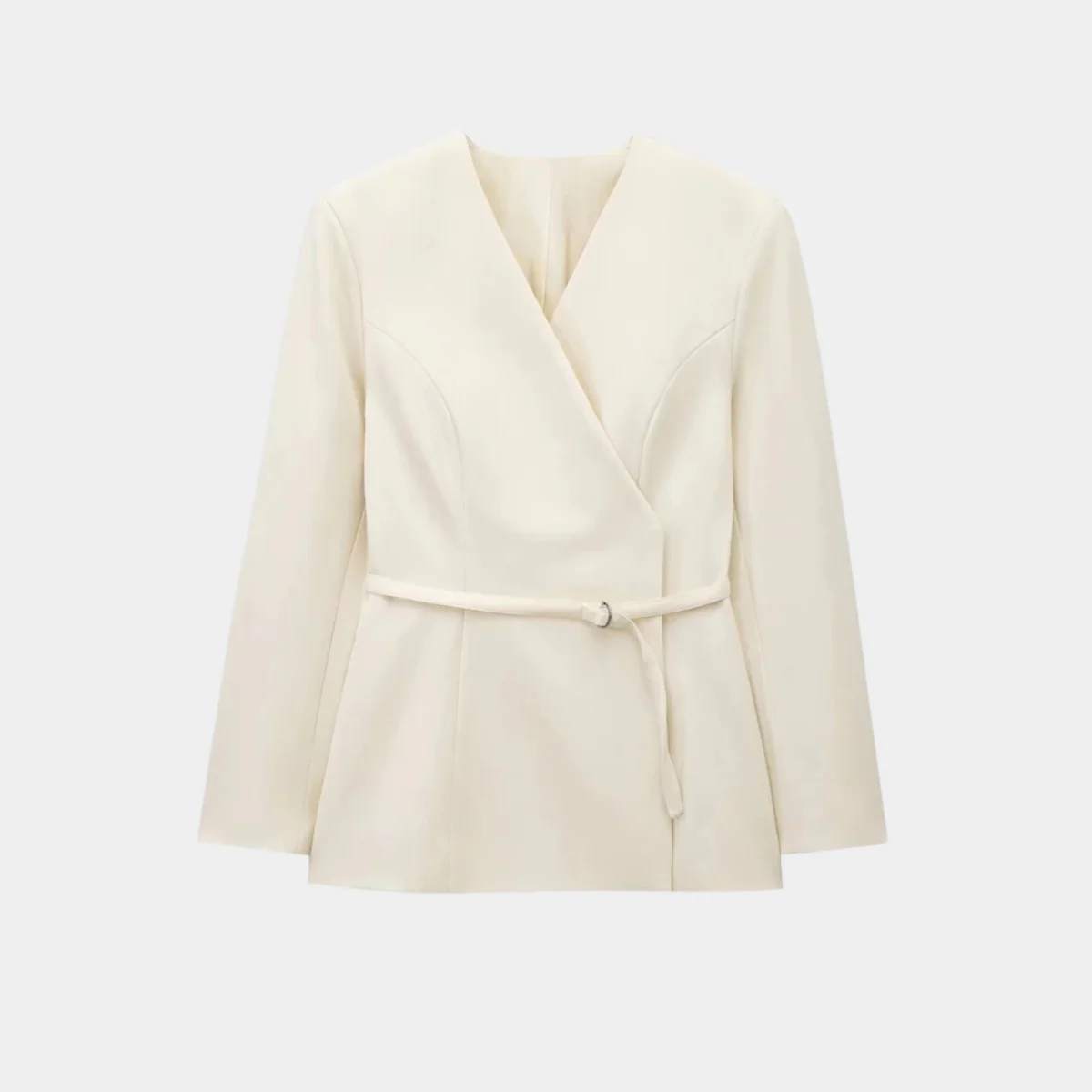 ModeGeist | Wickel Blazer Jacke Langarm Taillierte Passform mit Gürtel