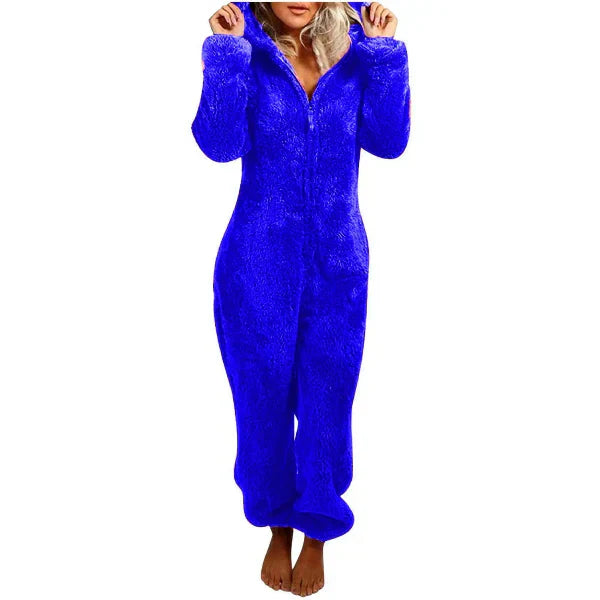 ModeGeist | Damen Teddy Fleece Overall mit Kapuze