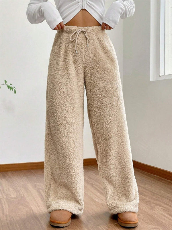 ModeGeist | High Waist Teddy Loungehose mit Kordelzug