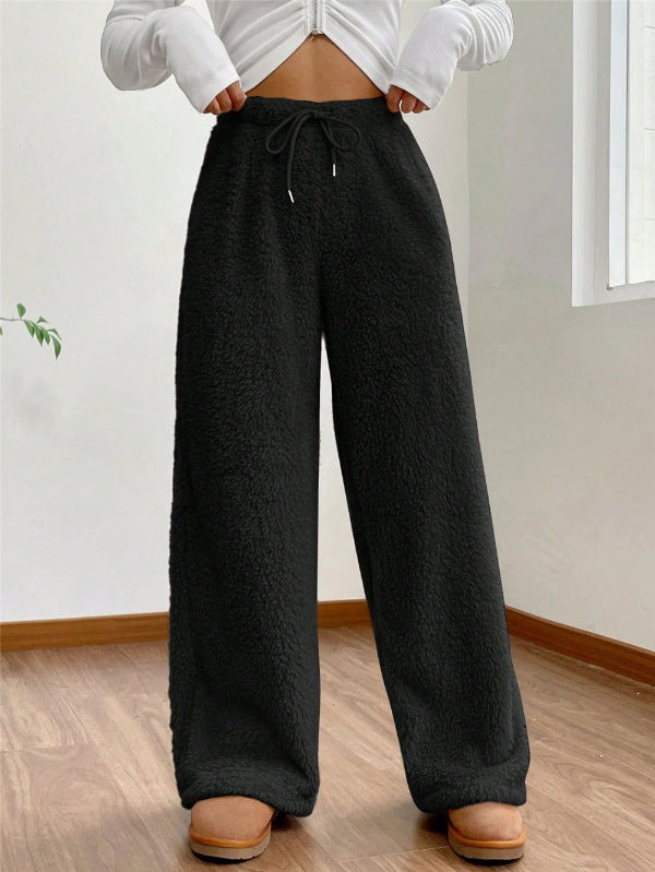 ModeGeist | High Waist Teddy Loungehose mit Kordelzug