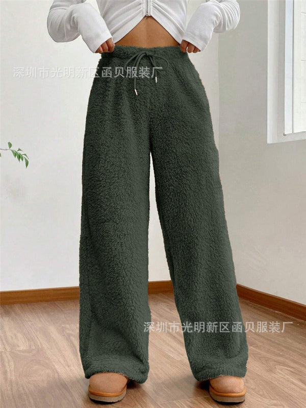 ModeGeist | High Waist Teddy Loungehose mit Kordelzug
