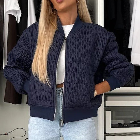 ModeGeist | Gepolsterte Jacke - Kurz geschnittenes Modell - Rippeneinsätze - Reißverschluss - Casual Look