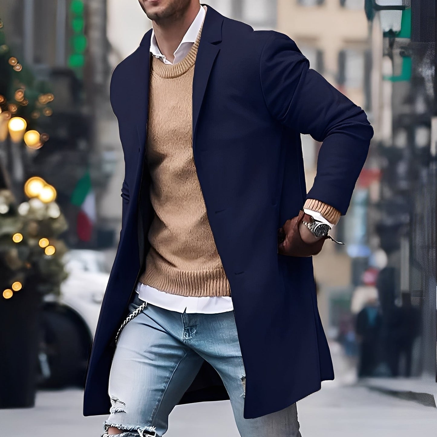 ModeGeist | Eleganter Trenchcoat mit Reverskragen für Herren