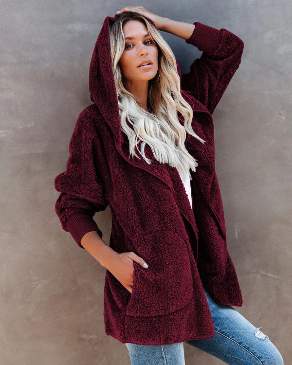 ModeGeist | Bequeme Übergrößen Damen Teddyweste Mit Kapuze