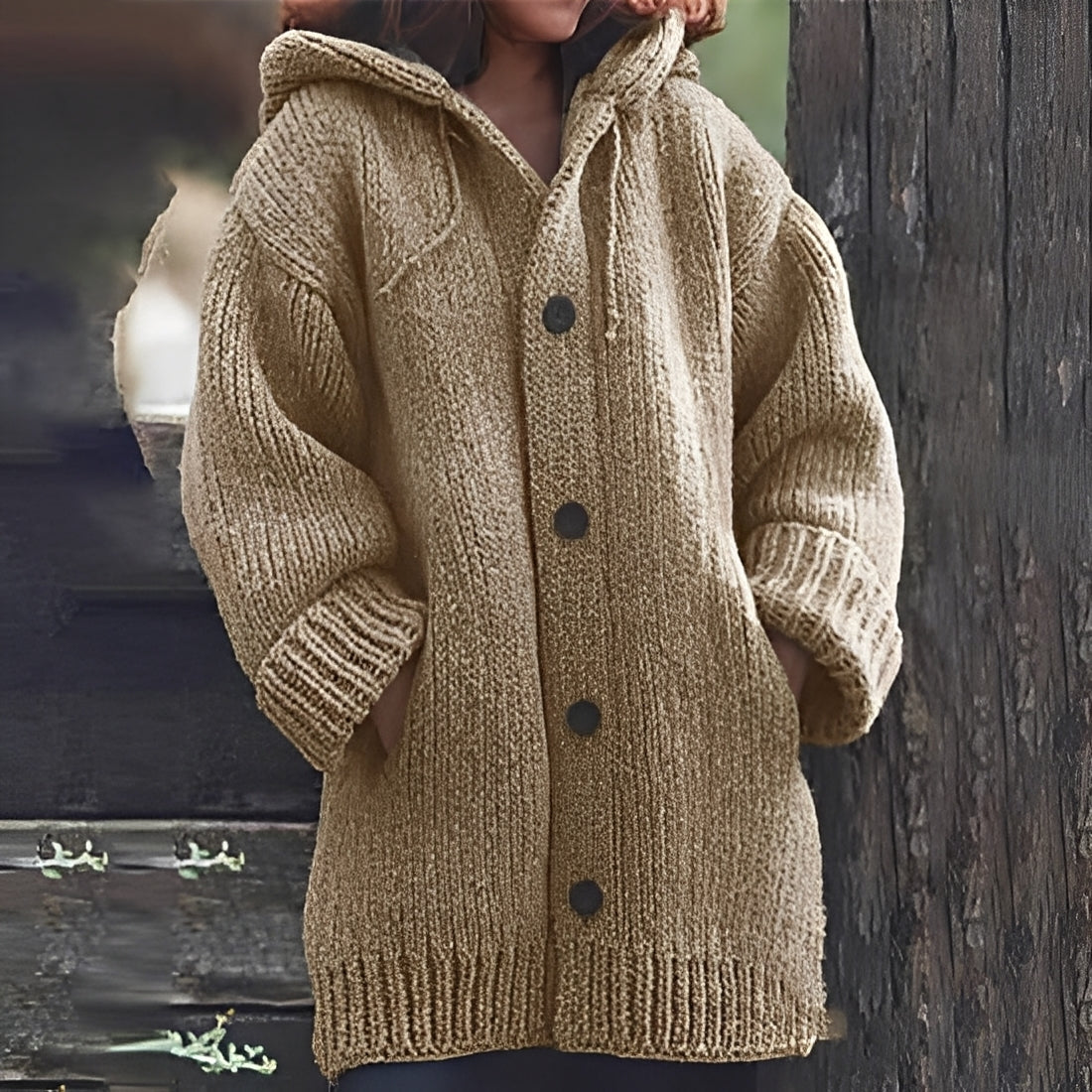 ModeGeist | Bequemer Strickcardigan mit Kapuze für Frauen