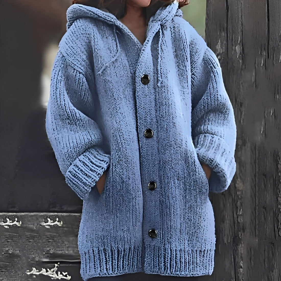 ModeGeist | Bequemer Strickcardigan mit Kapuze für Frauen