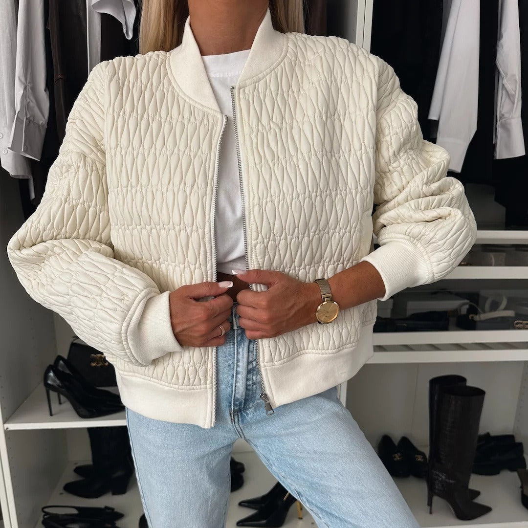 ModeGeist | Gepolsterte Jacke - Kurz geschnittenes Modell - Rippeneinsätze - Reißverschluss - Casual Look