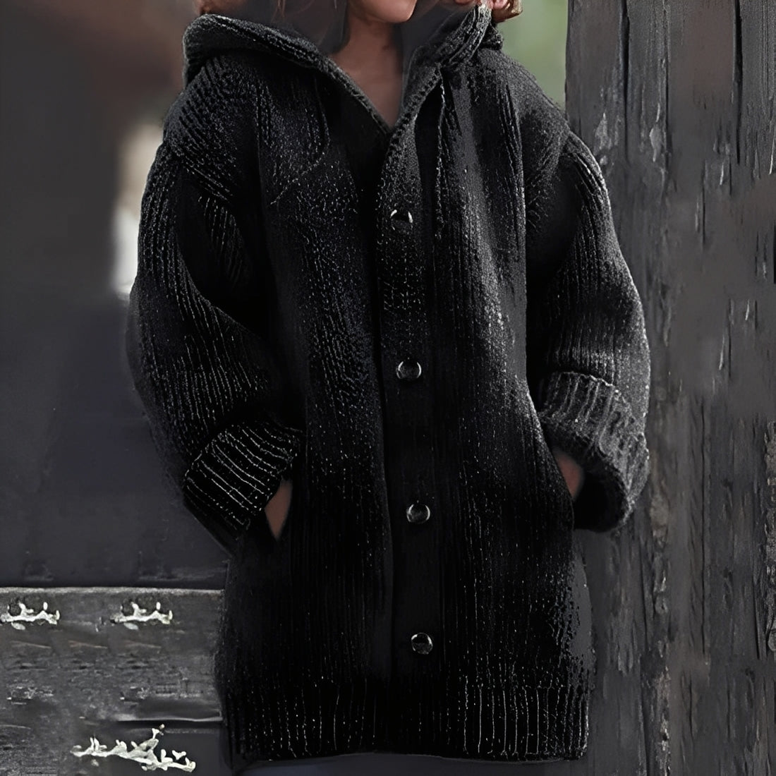 ModeGeist | Bequemer Strickcardigan mit Kapuze für Frauen