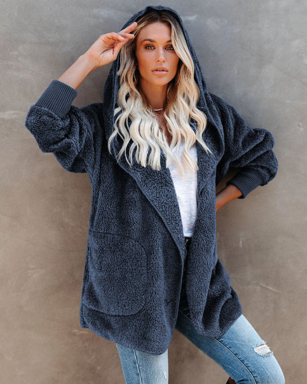 ModeGeist | Bequeme Übergrößen Damen Teddyweste Mit Kapuze