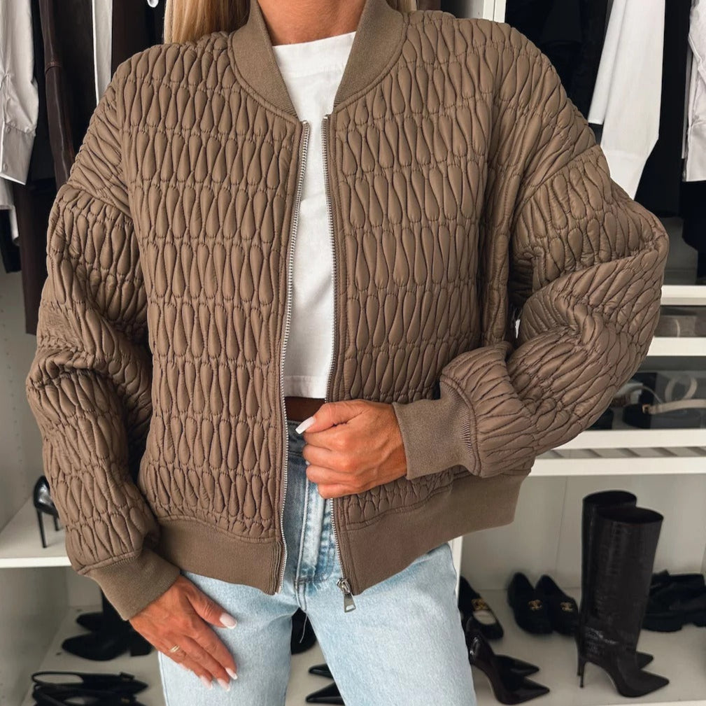 ModeGeist | Gepolsterte Jacke - Kurz geschnittenes Modell - Rippeneinsätze - Reißverschluss - Casual Look