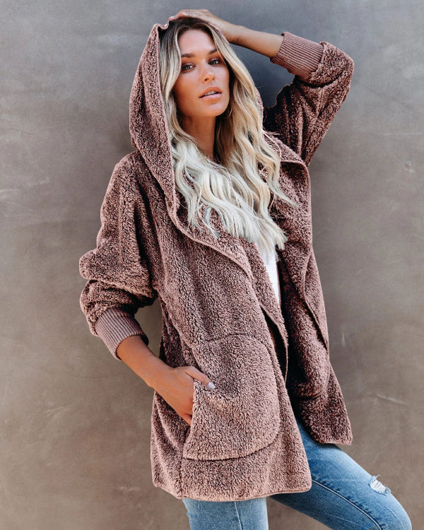 ModeGeist | Bequeme Übergrößen Damen Teddyweste Mit Kapuze