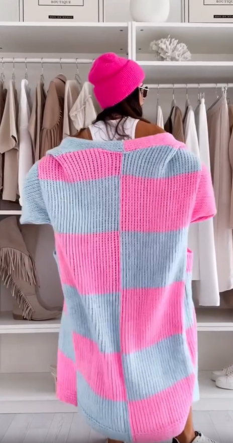 ModeGeist | Bunte karierte Strickjacke für Herbst und Winter