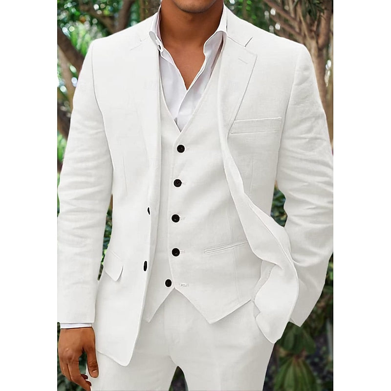 Herren-Anzug aus Leinen: Blazer, Weste und Hose (3-teilig)