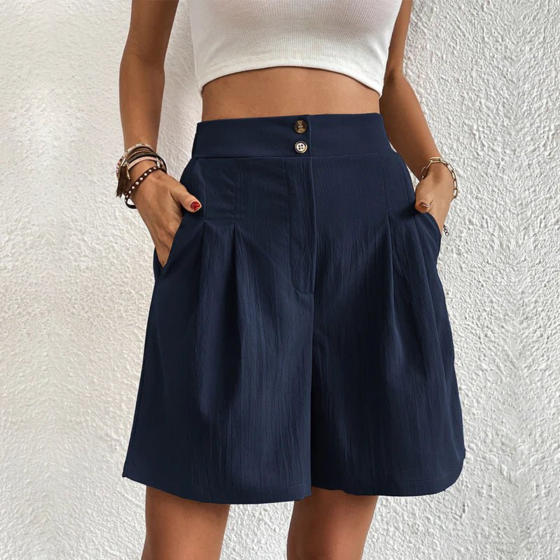 MODEGEIST Damen High-Waist Wide-Leg Shorts mit Falten und Taschen