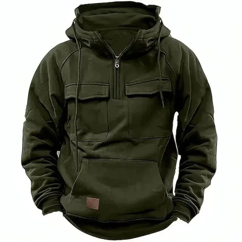 ModeGeist | Funktionale Kapuzenjacke mit Reißverschluss und Vordertaschen Baumwolle Komfortabel und Praktisch